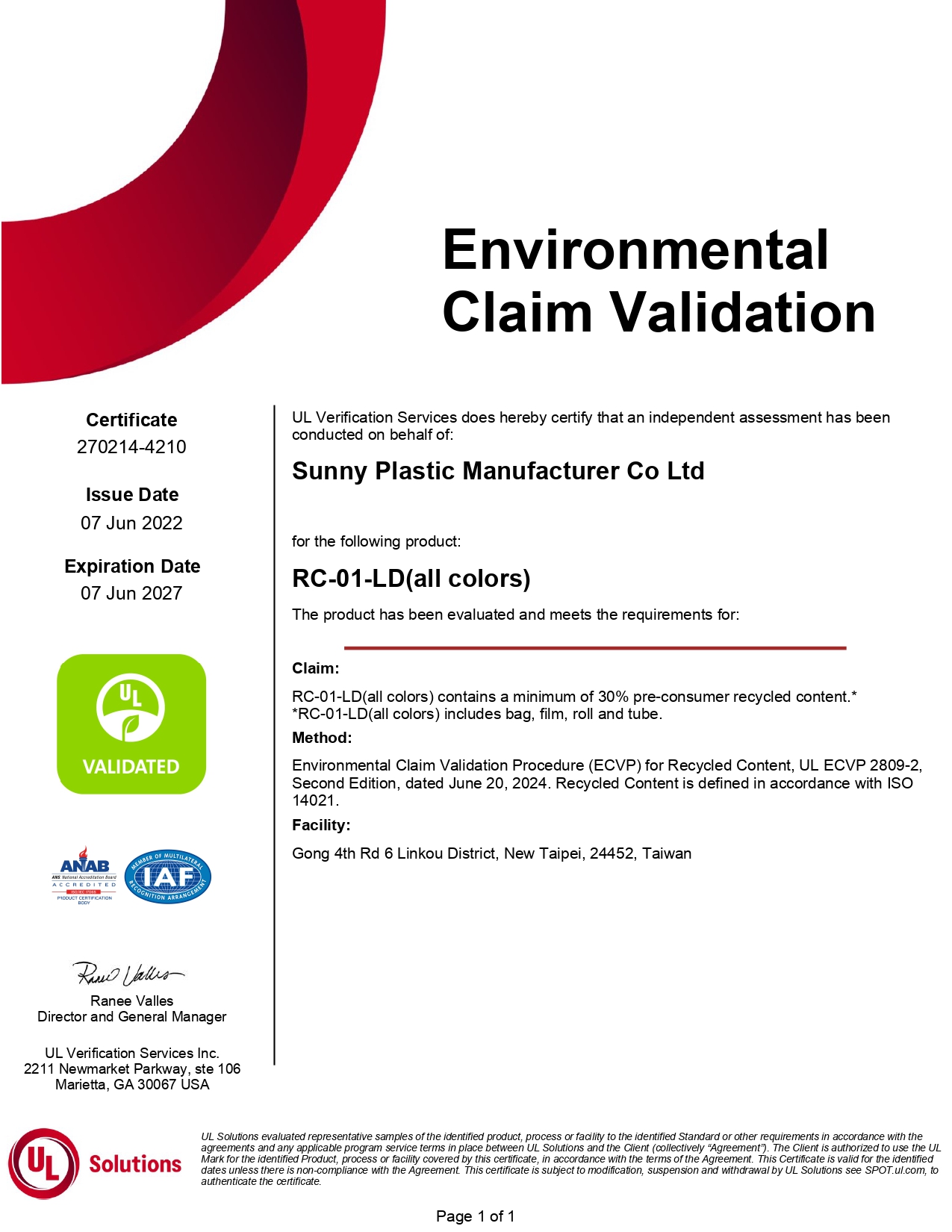 2026證書Recycled Content Claim Validation 270214 4210 (1) Page 0001